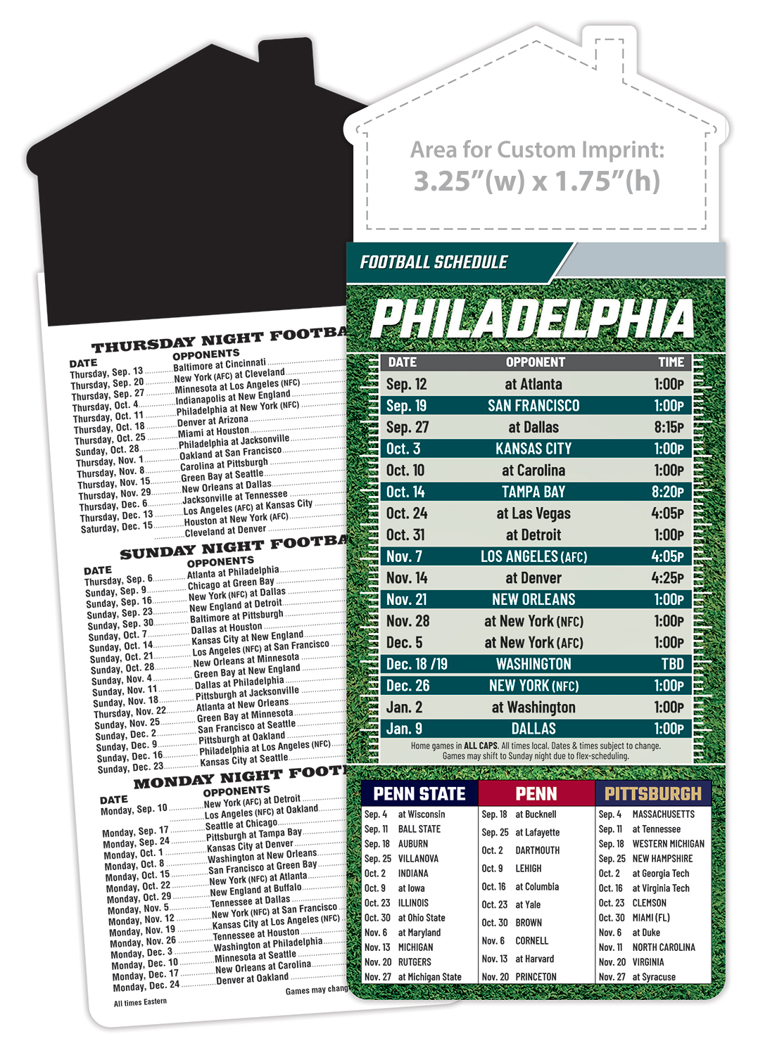 Magna-Card House Shape Magnet Football Schedules (3.5x9)