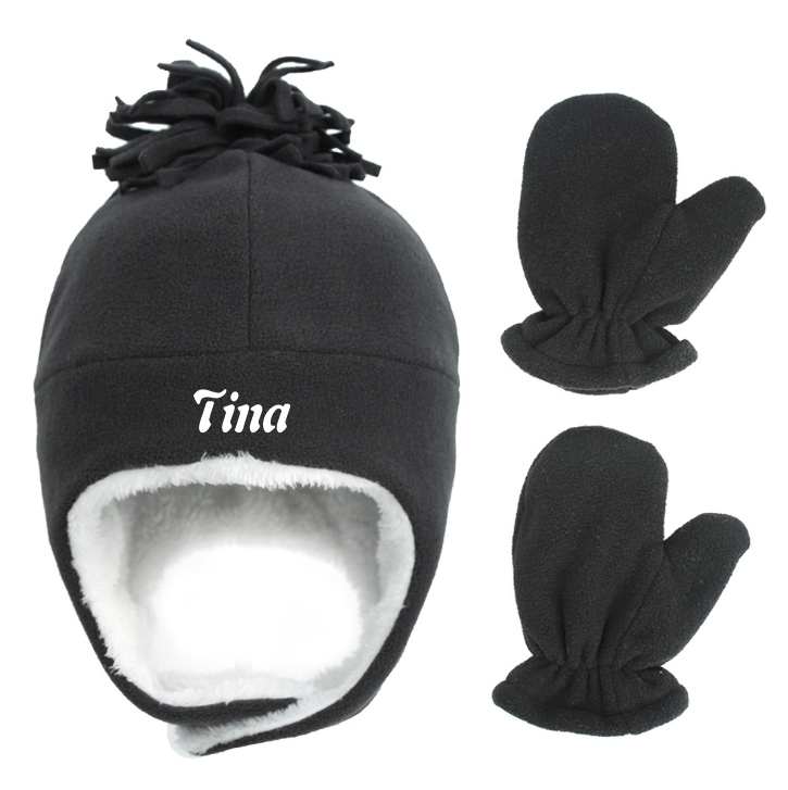 Baby Fleece Cuff Beanie And Gloves Set 17