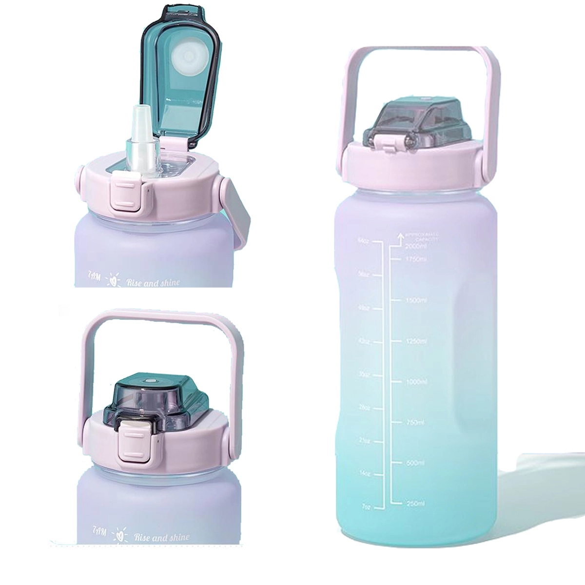 Water Bottle with Straw with Motivational Time Marker 6