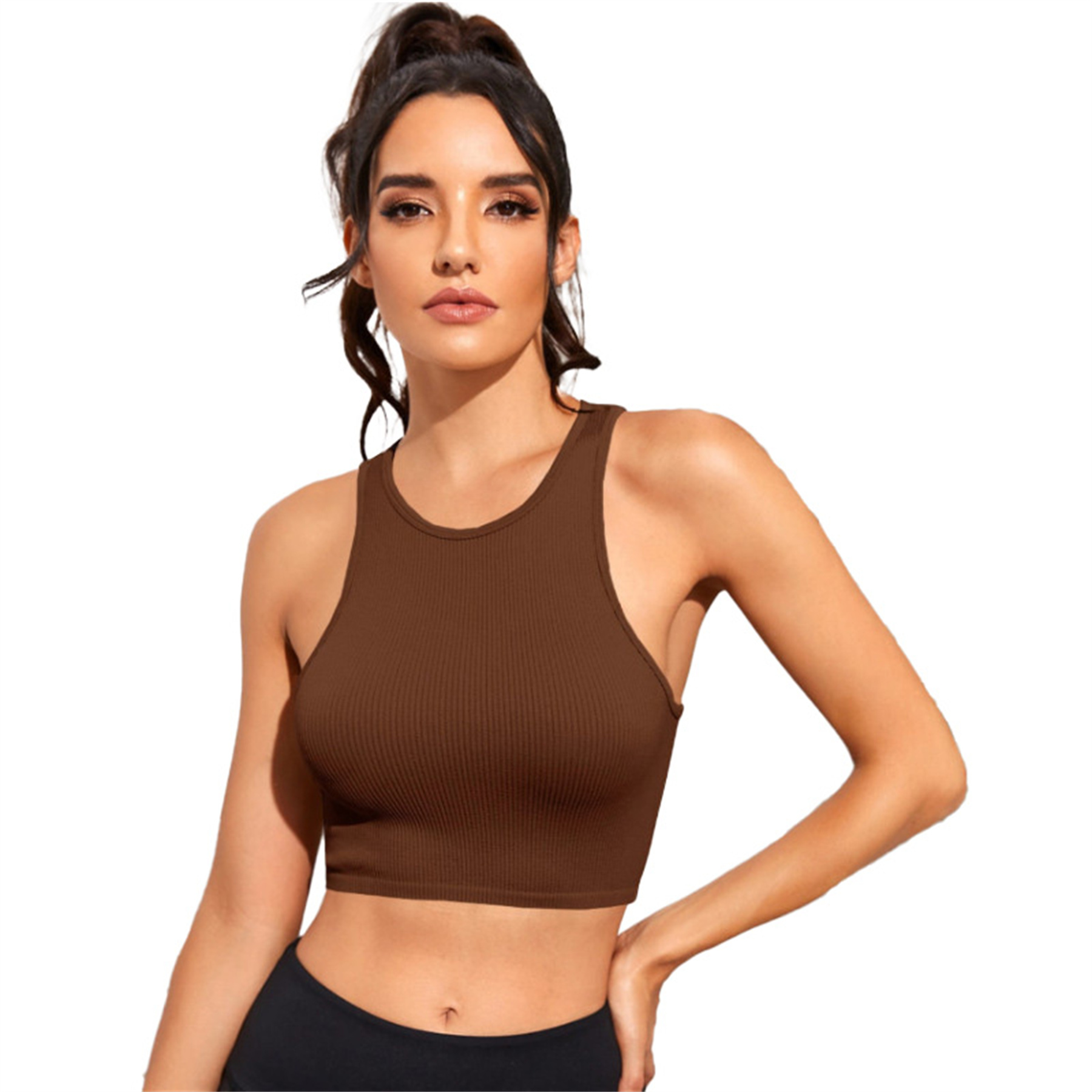 Womens Ribbed Longline Sports Bra 20