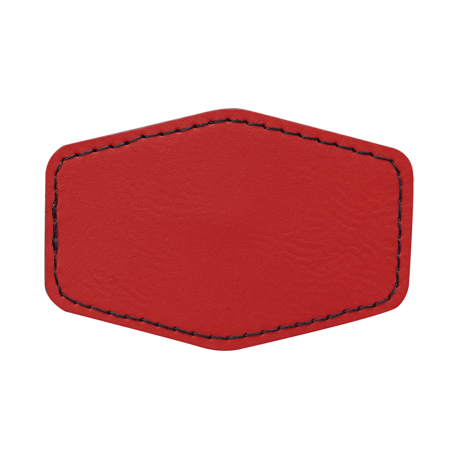 3" x 2" Red Leatherette Hexagonal Patch with Adhesive 2
