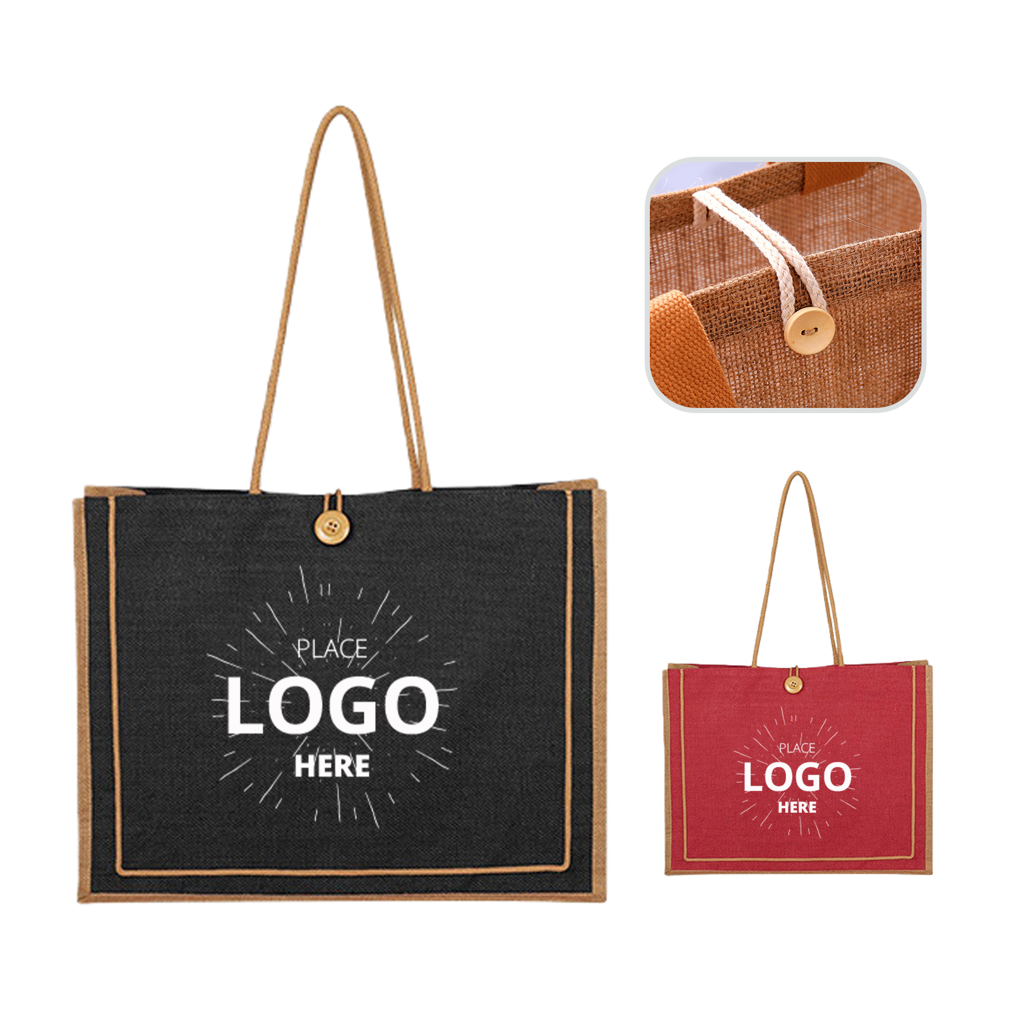 Eco Friendly Jute Tote, custom tote bag with logo imprint 3