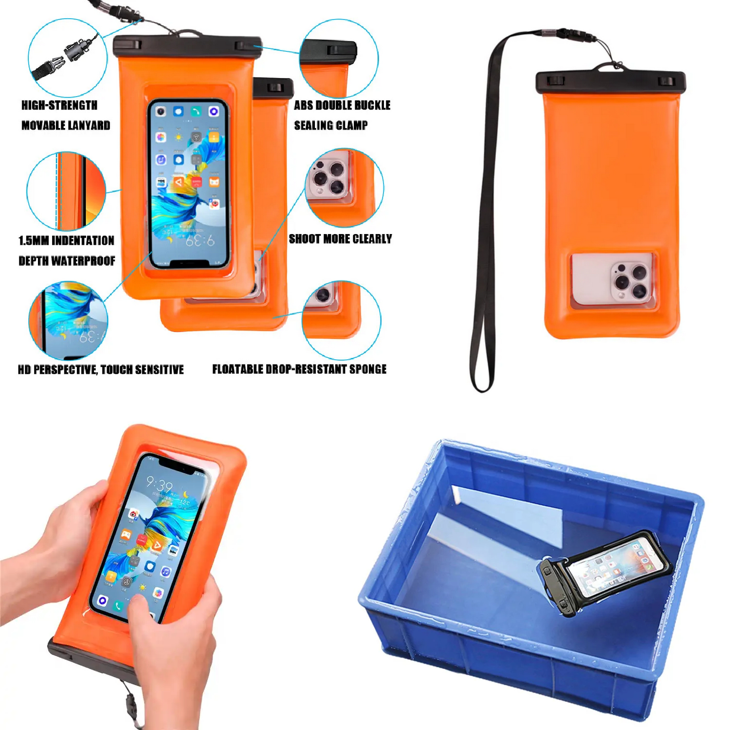 IPX8 Waterproof Floating Large Phone Pouch with Lanyard 5