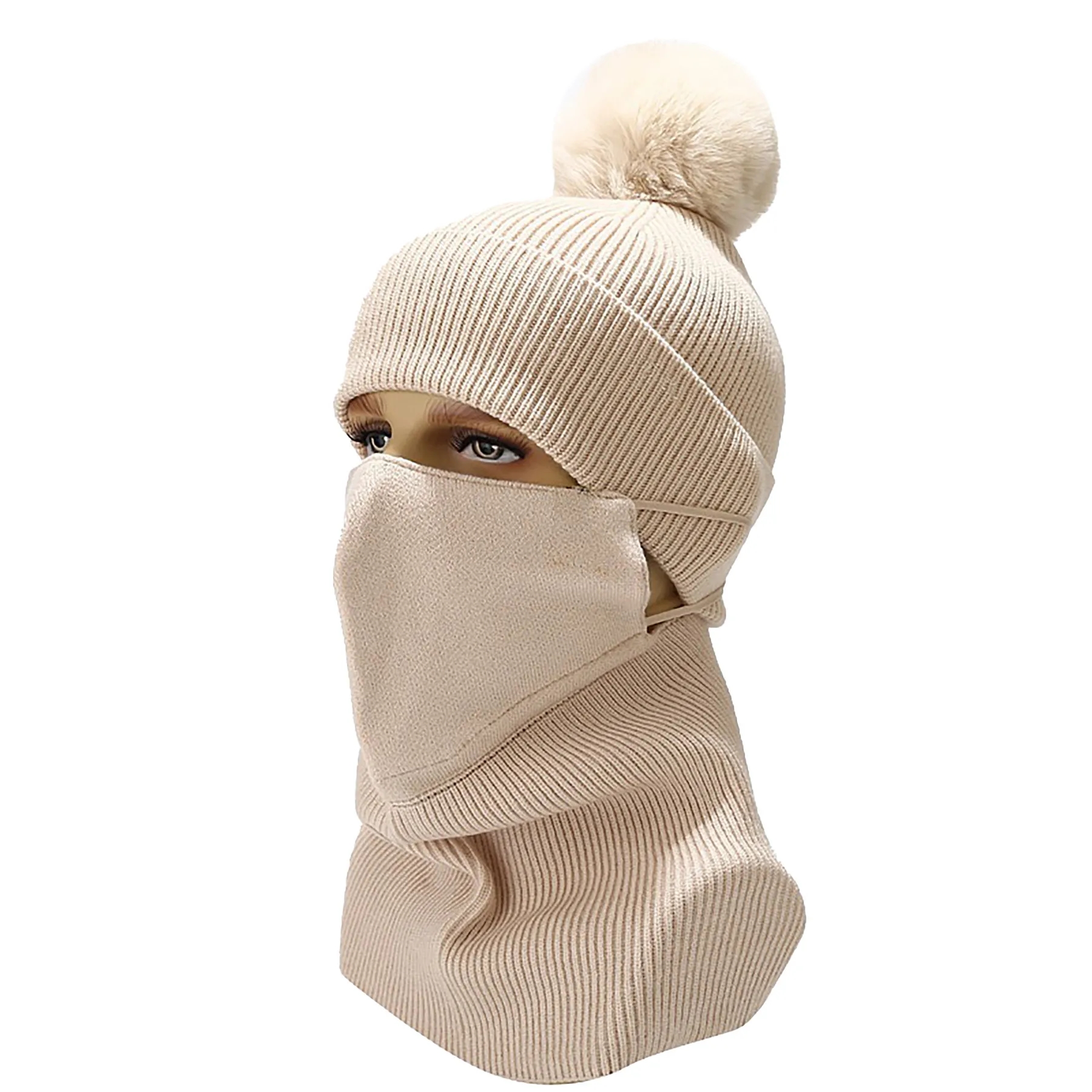 Polyester Knitted Hat, Neck Mask Set 3