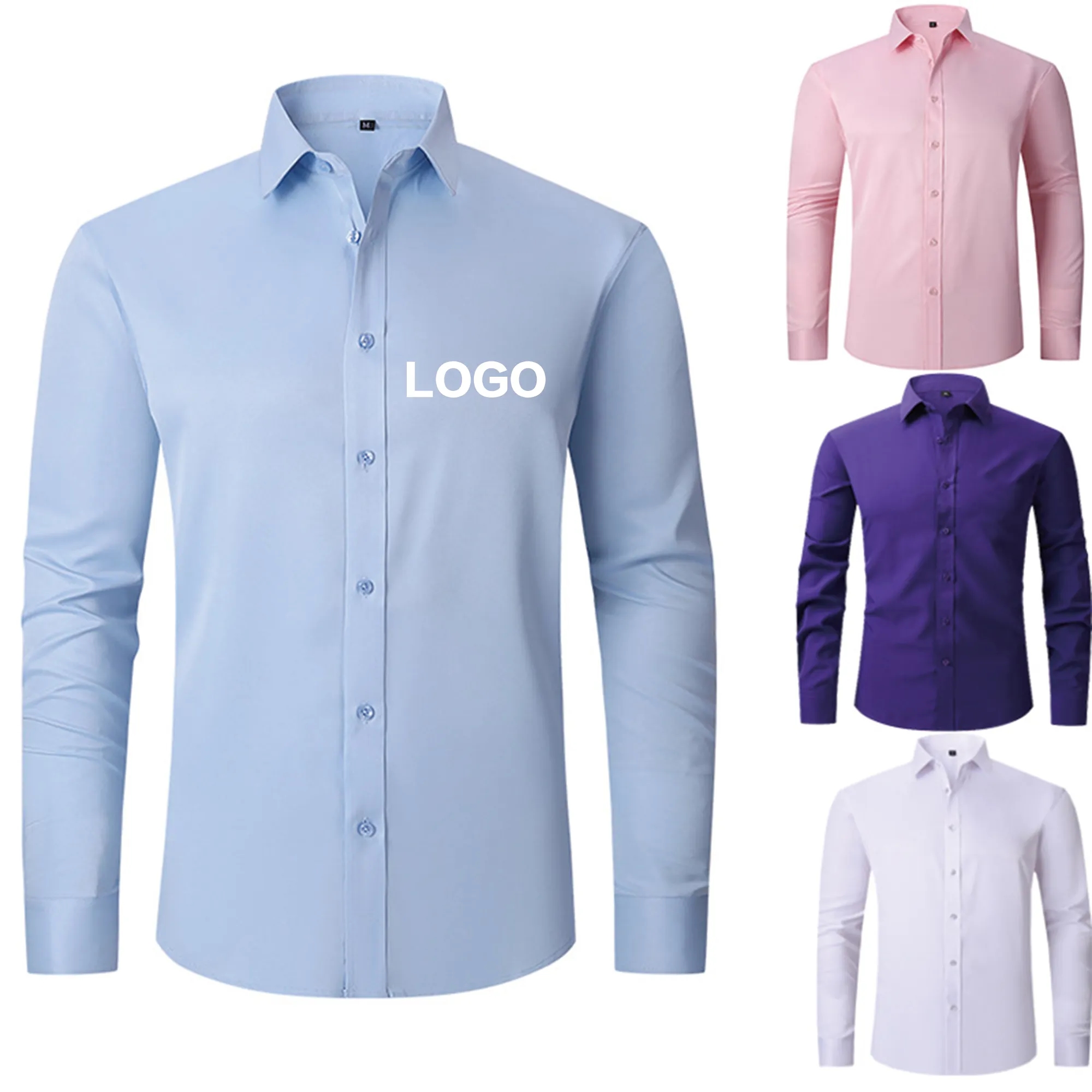 Non-Iron Wrinkle-Resistant Business Solid Color Shirt 4