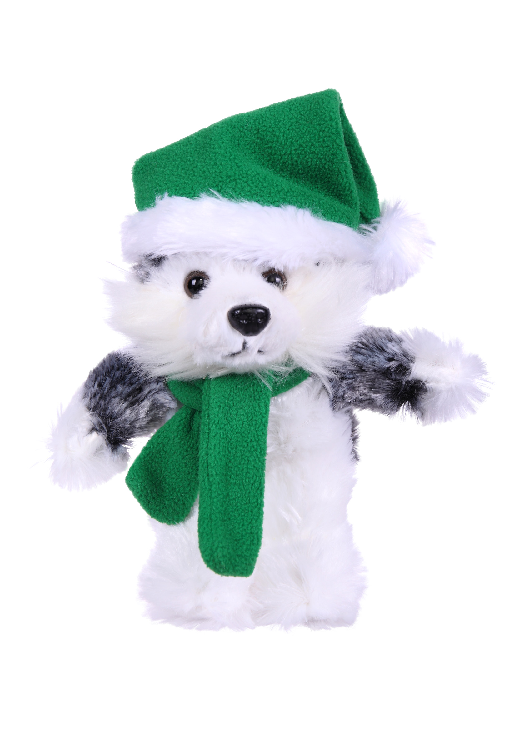 Soft Plush Stuffed Husky with Christmas Hat and Scarf