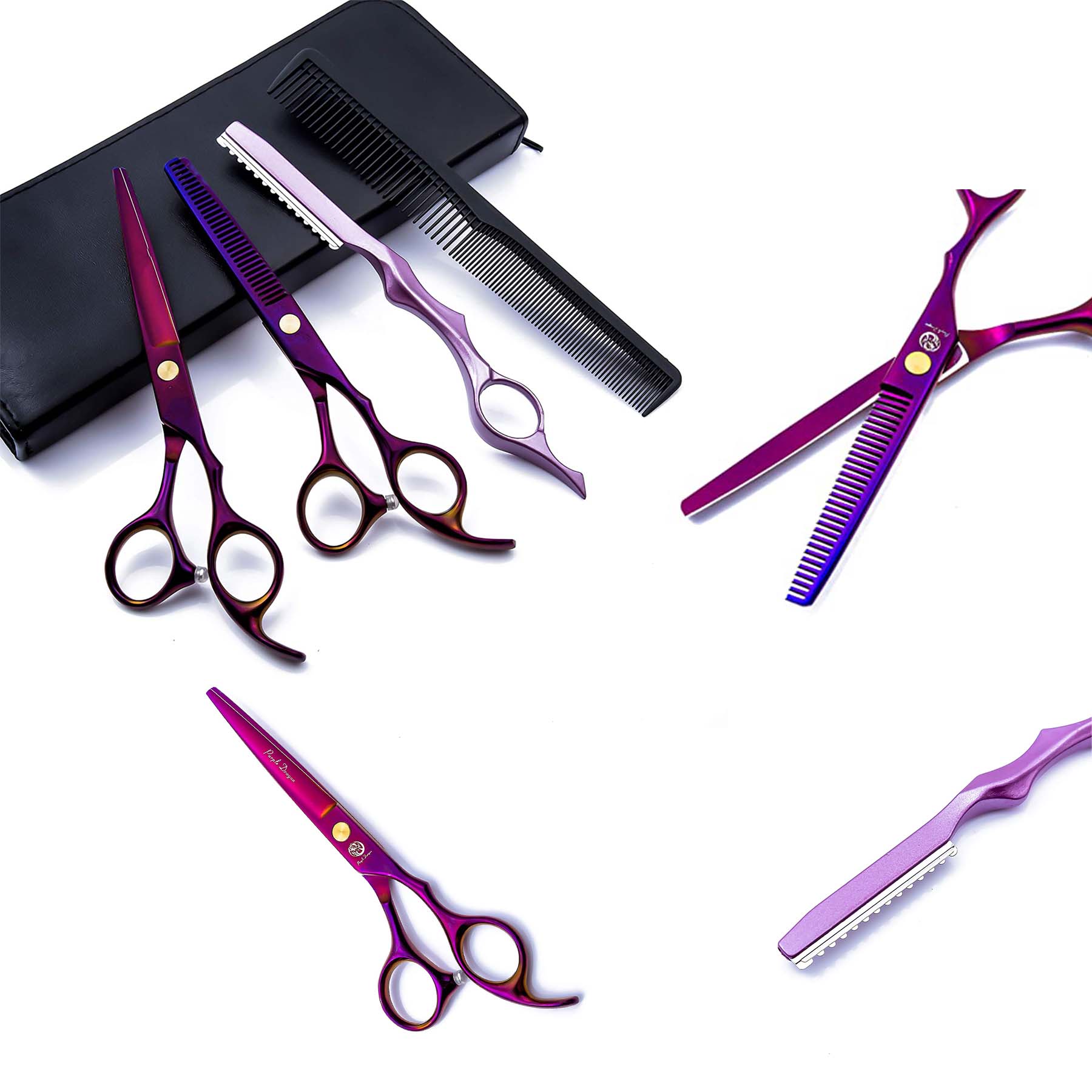 6.0 inch Purple Hair Cutting Scissors Set 2