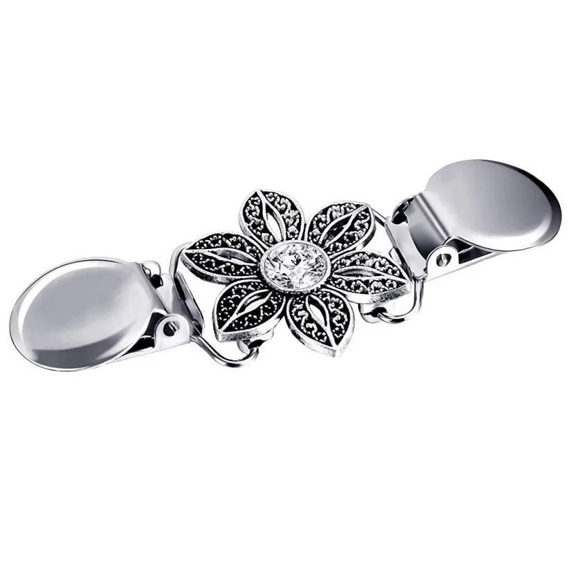 Vintage Shawl Clips 4Pcs Set Fur Ball Cardigan Brooch for Women 5