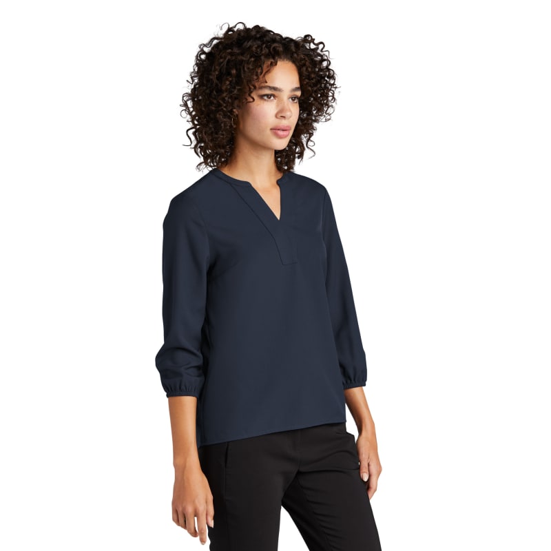 MERCER+METTLE Women's Stretch Crepe 3/4-Sleeve Blouse 19