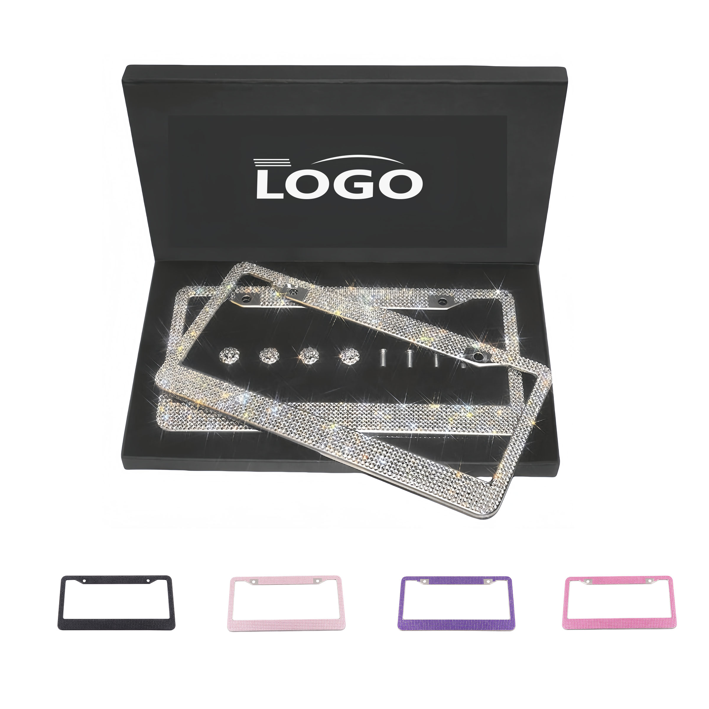 Elegant Rhinestone Stainless Steel License Plate Frame 3