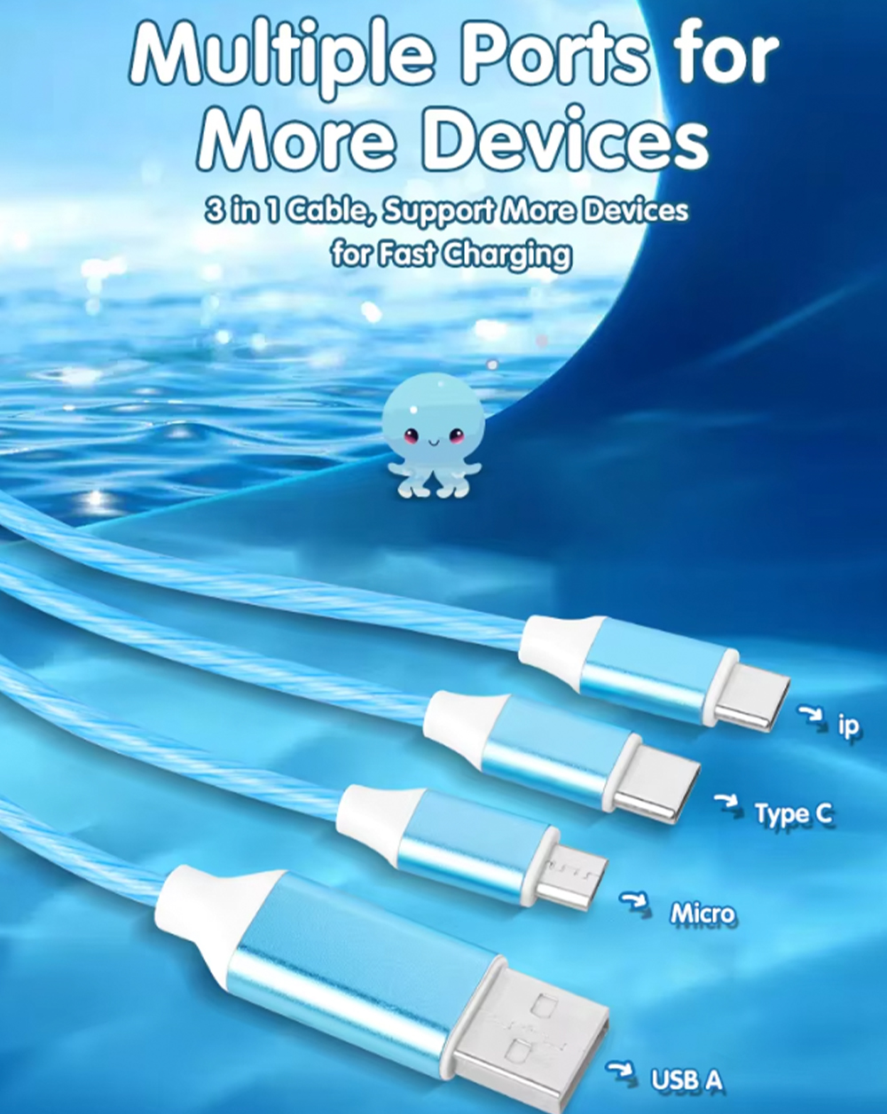 Light-Up 3-in-1 Charging Cable with Optional Custom PVC Head 8