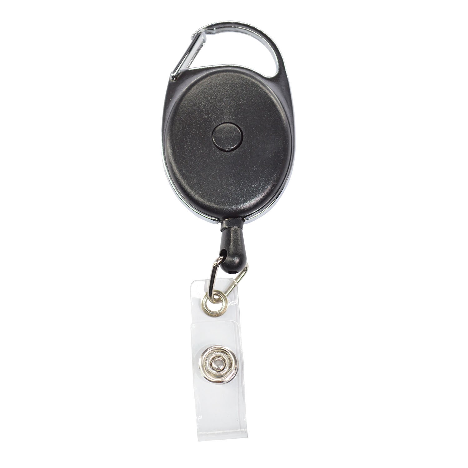 One button Recovery Oval Carabiner Badge Reel w/ Plain Back