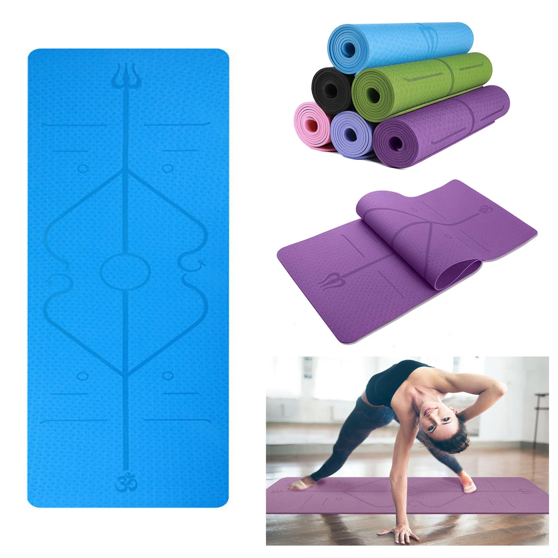 Soft TPE Fitness Yoga Mats With Alignment line 4