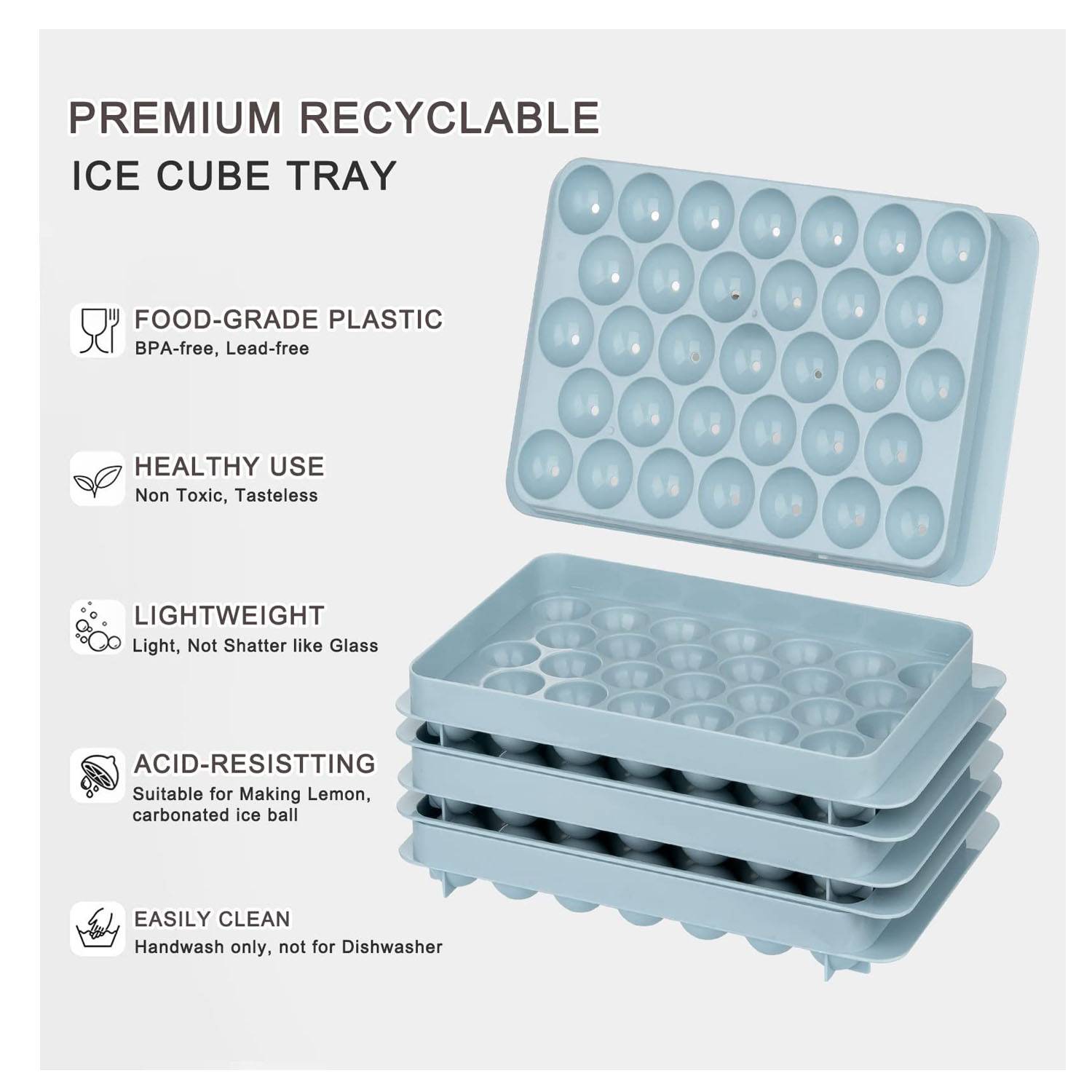 Round Ice Cube Tray w/ Lid & Bin 4