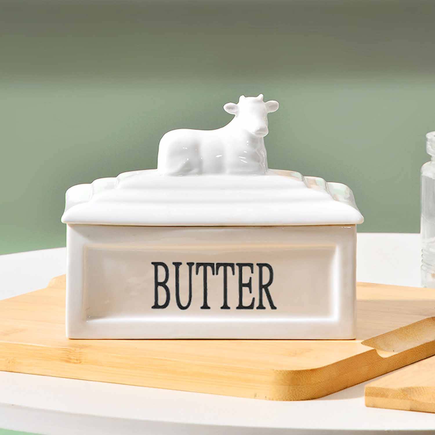 6OZ Ceramic butter cup with lid cheese sealed box 5