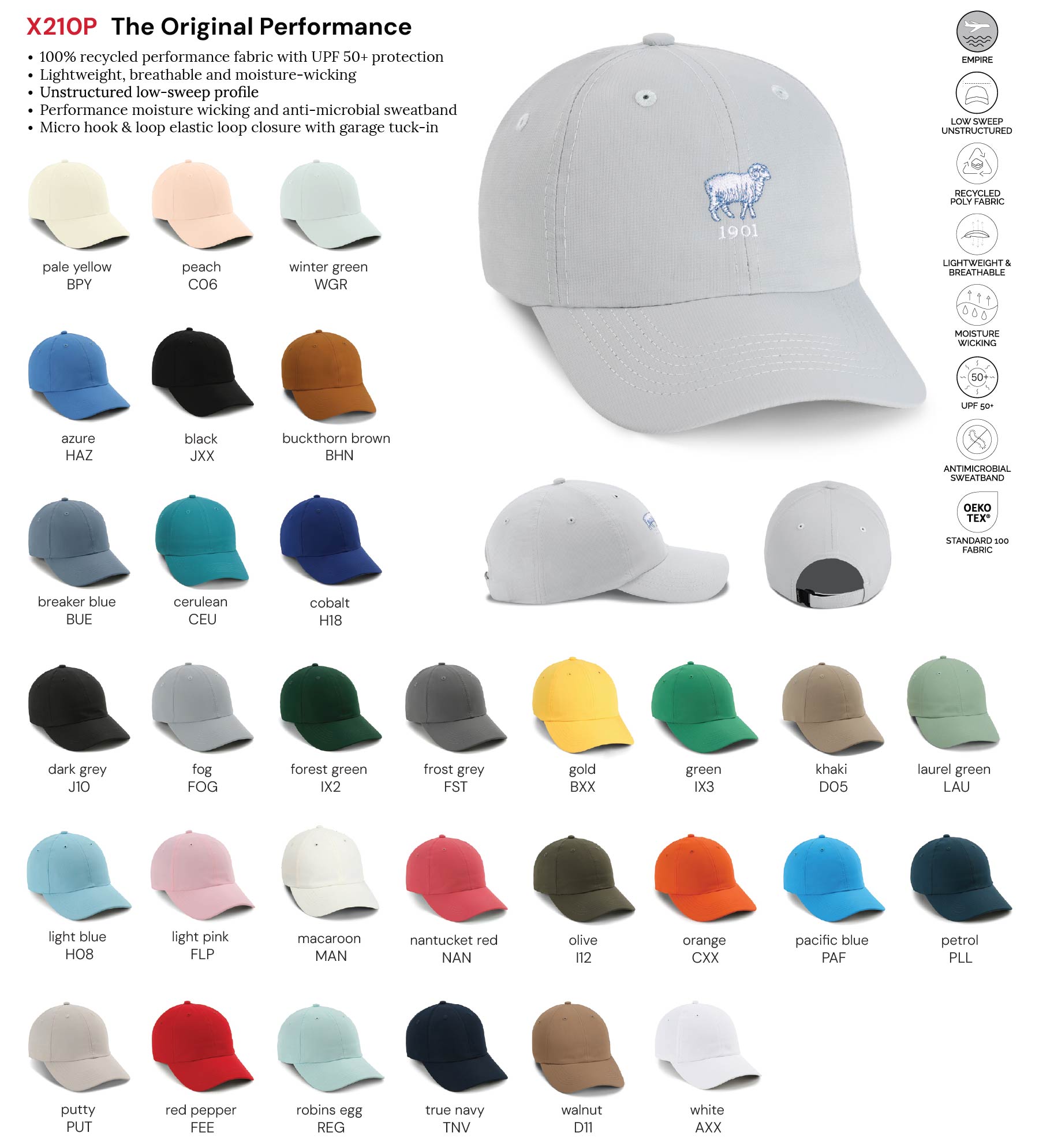 Imperial X210P 6-Panel Original Performance Hat with Patches or Embroidery 41