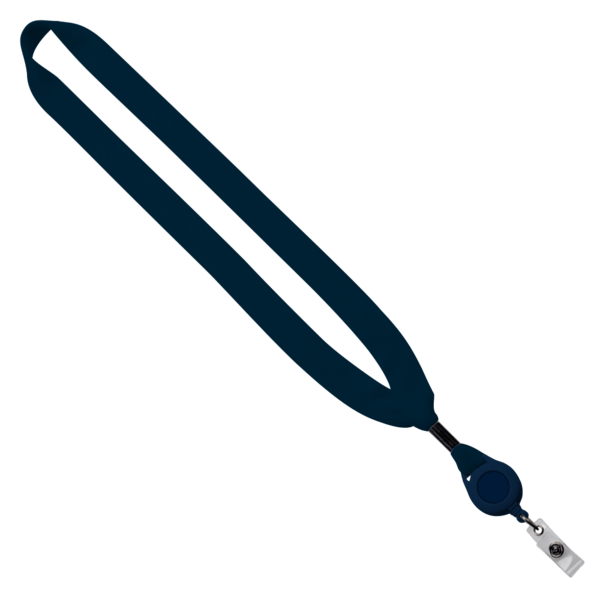 3/4" Cotton Lanyard with Metal Crimp & Retractable Badge Reel 194