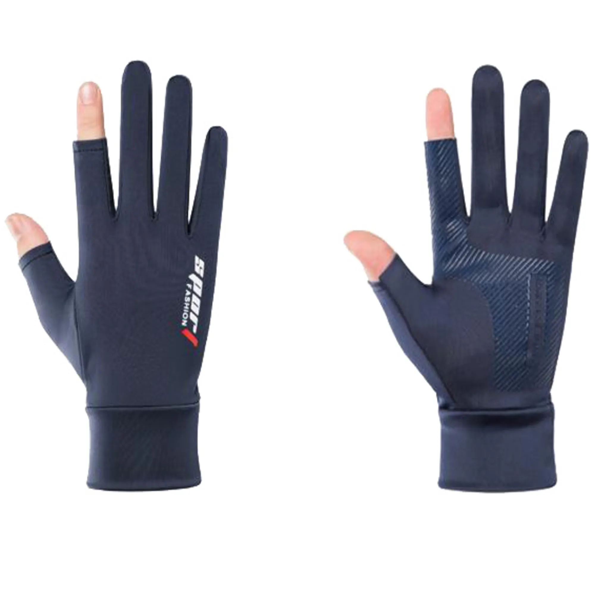 Summer Ice Silk Anti slip Dew Two Finger Gloves 2