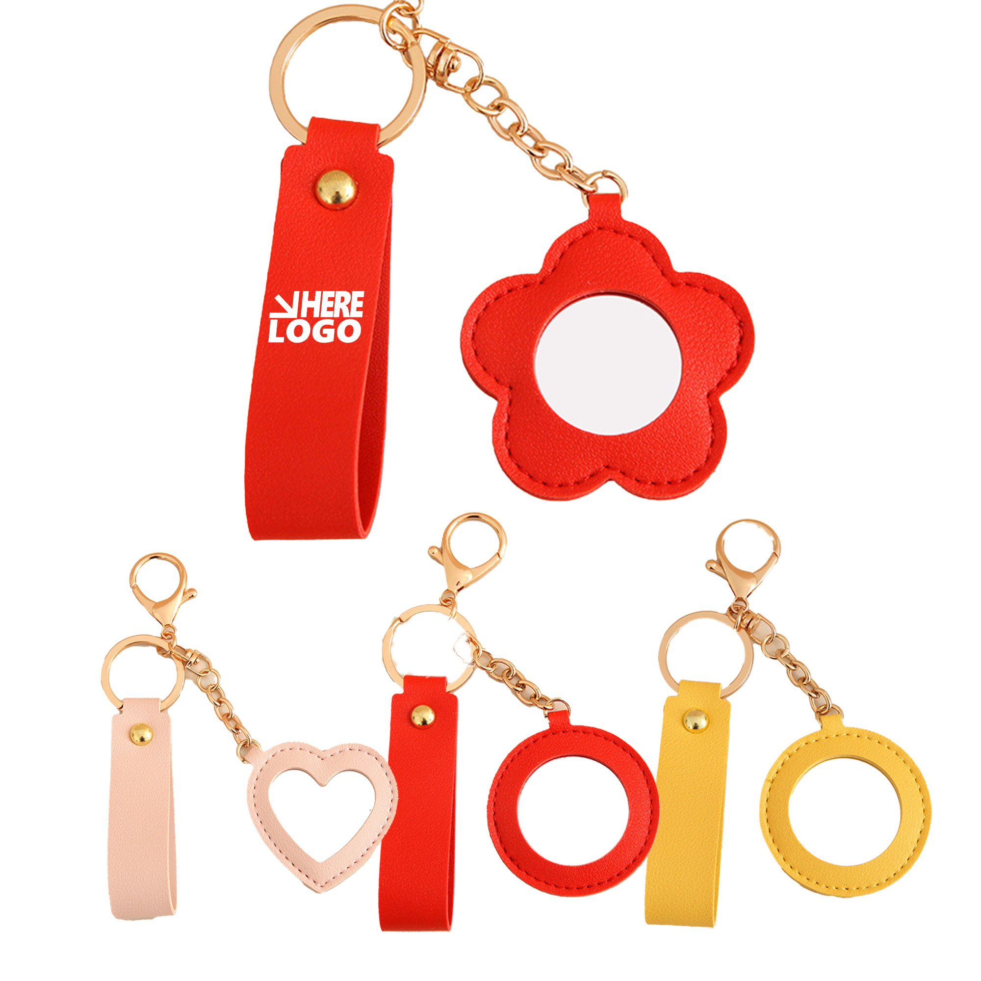 MOQ 20 Lipstick Mirror Keychain PU Leather 2