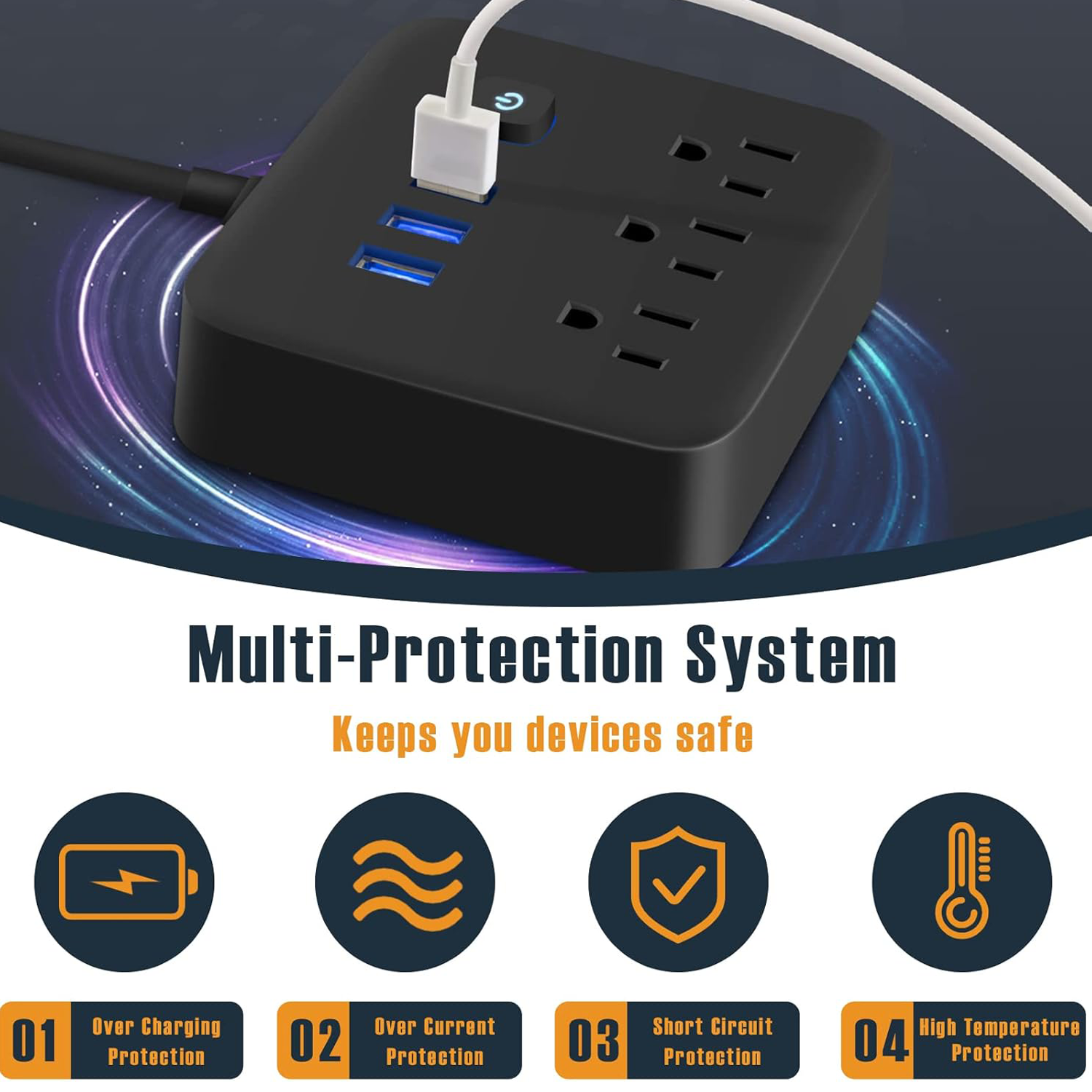 3AC Outlets Power Strip Electrical Socket 4