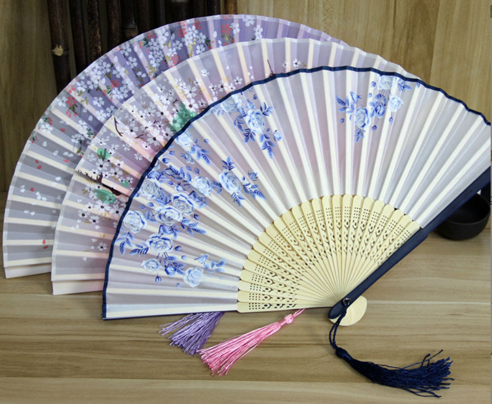 Folding Bamboo with a fabric Hand Fan 2