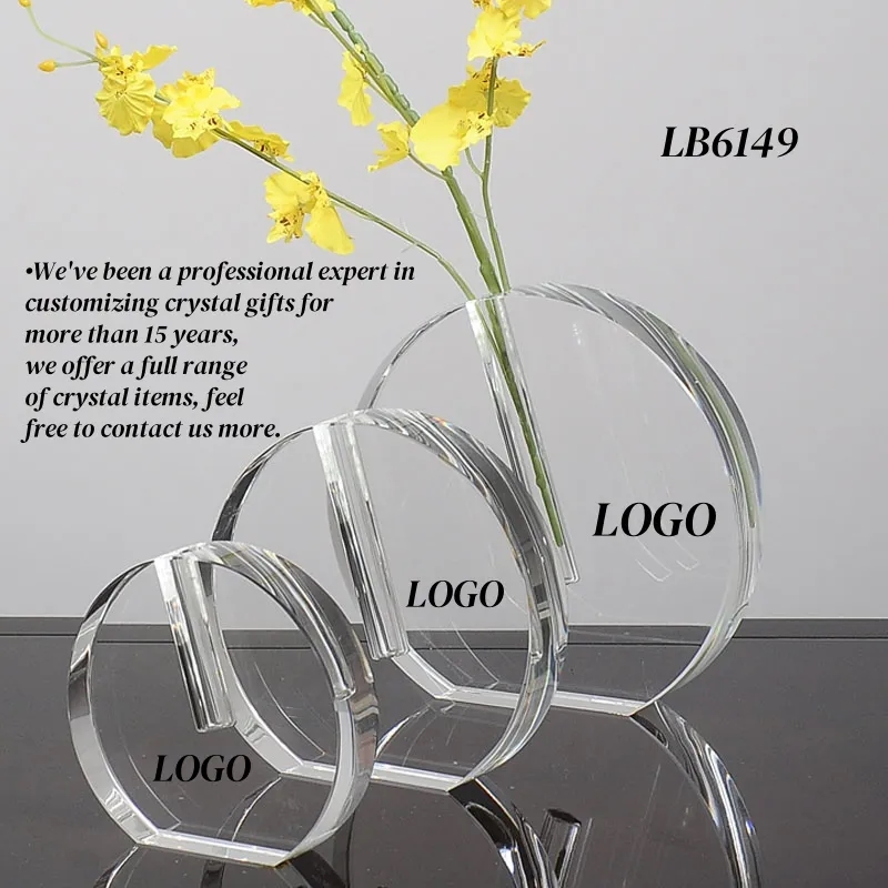 Round Crystal Bud Vase for flowers Home Decor 4