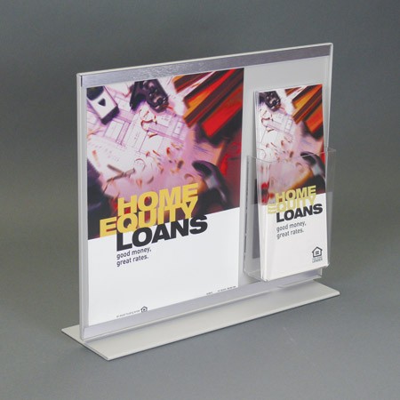 14"w x 11"h Counter Acrylic Policy Holder w/ Steel Backer & Brochure Holder