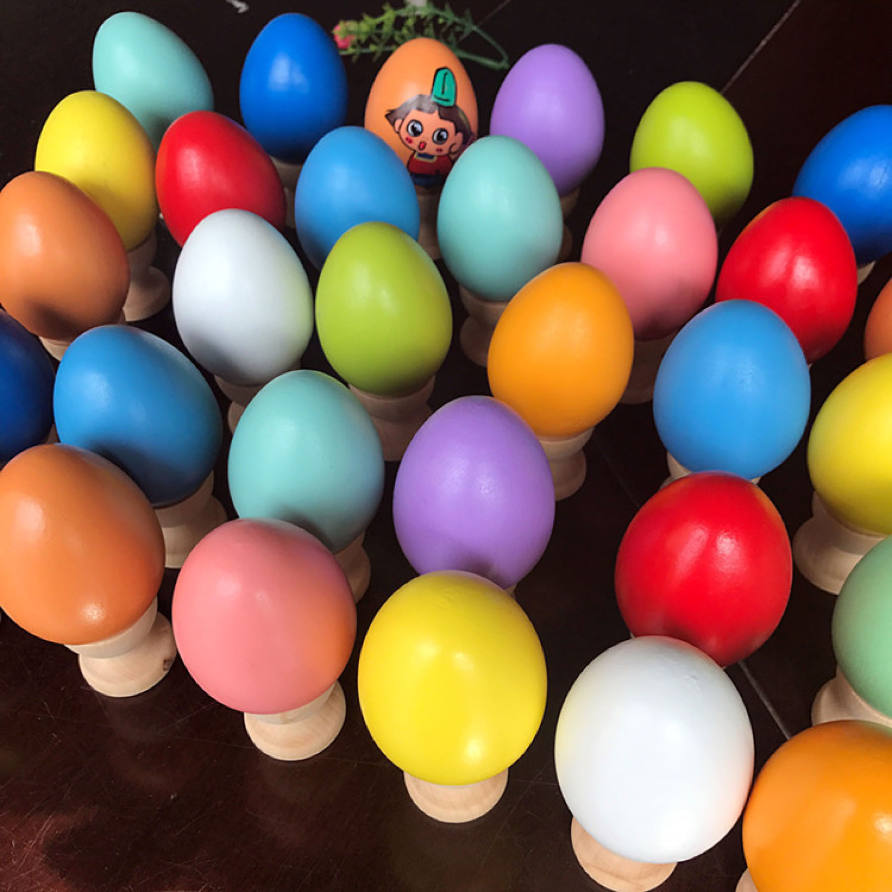 Colorful Wooden Easter Egg 1