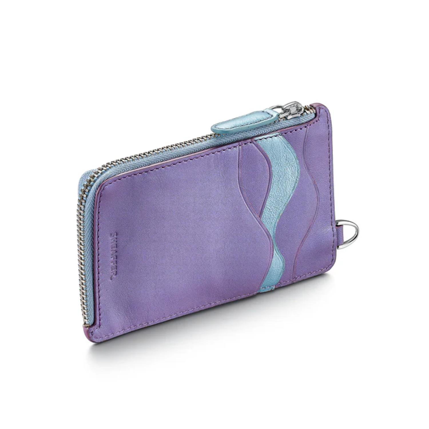 SHEAFFER® Executive Gift Set VFM 9430 Blue and Purple Pearlised Gradient Ballpoint Pen with Genuine Leather Card Case 3