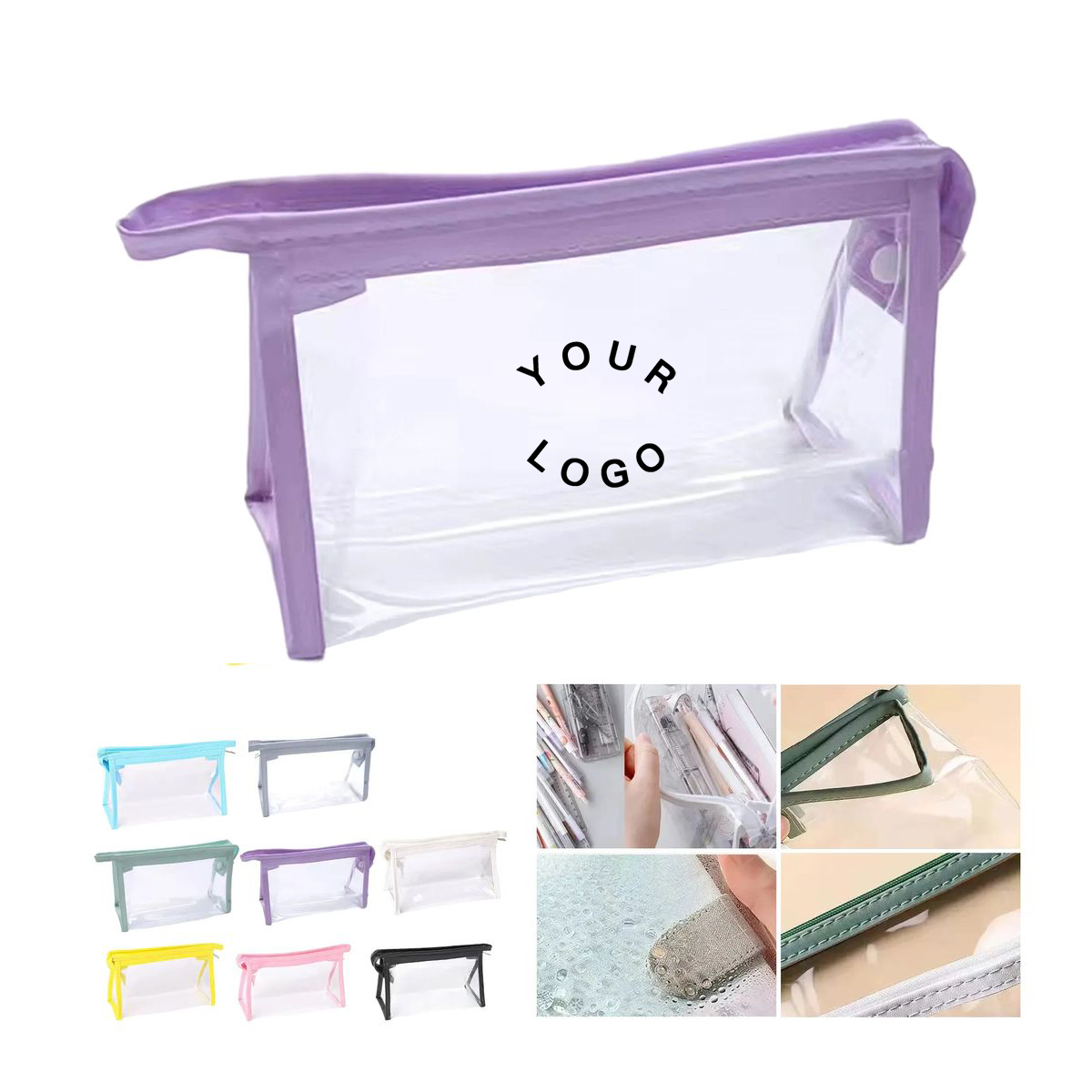 Clear Vinyl Toiletry Pouch for Travel, custom luggage with logo imprint 2