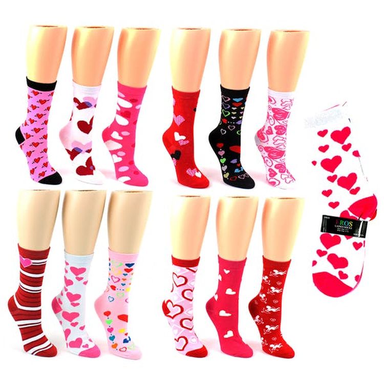 Women's Crew Socks - Valentine's Day Print Size 9-11 1