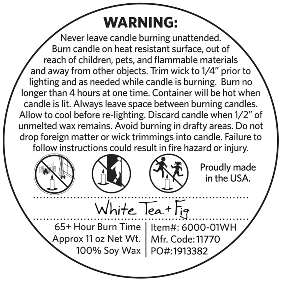 White Tea and Fig 11 oz Glass Jar Candle 8