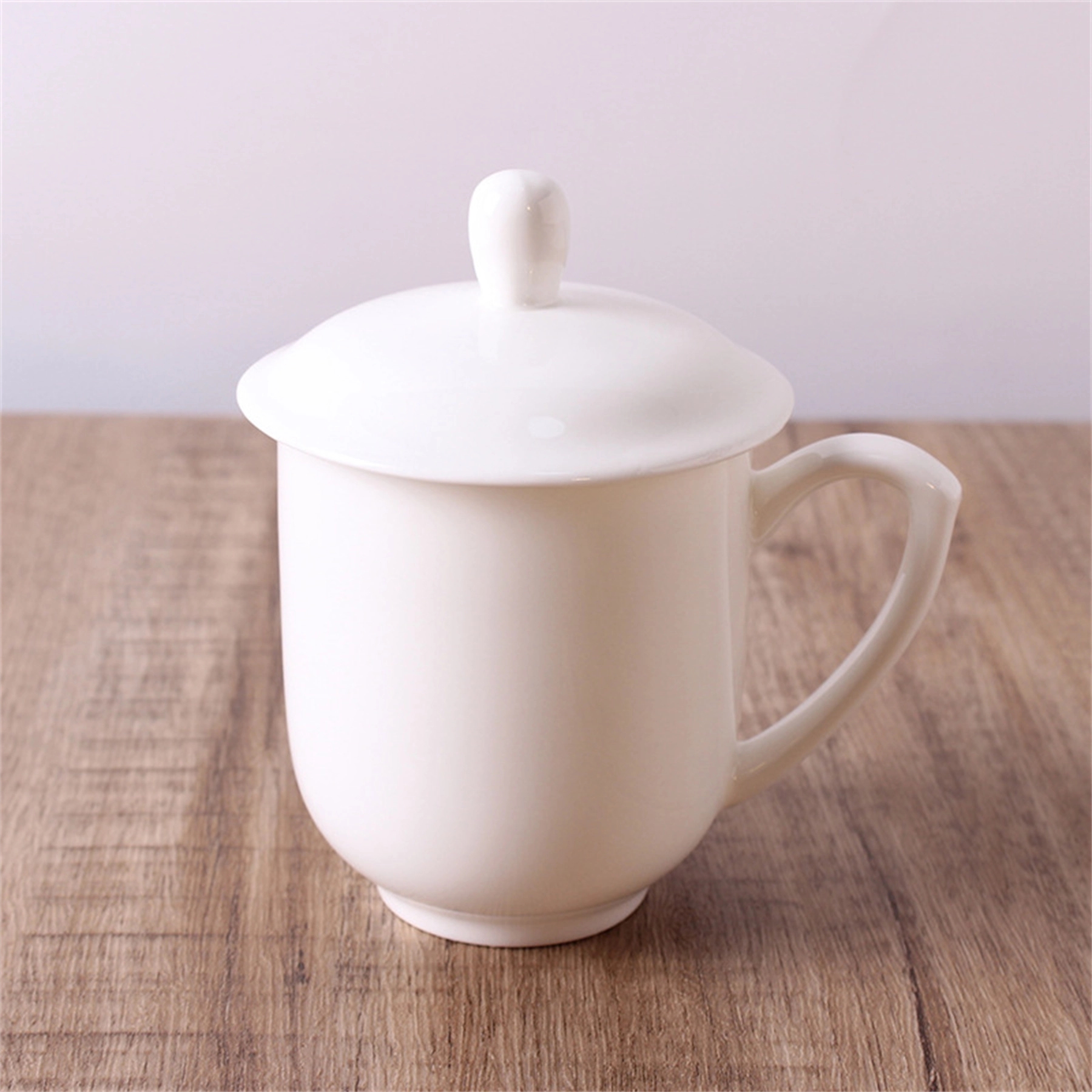12 Oz Bone Porcelain Ceramic Cup with Lid 2