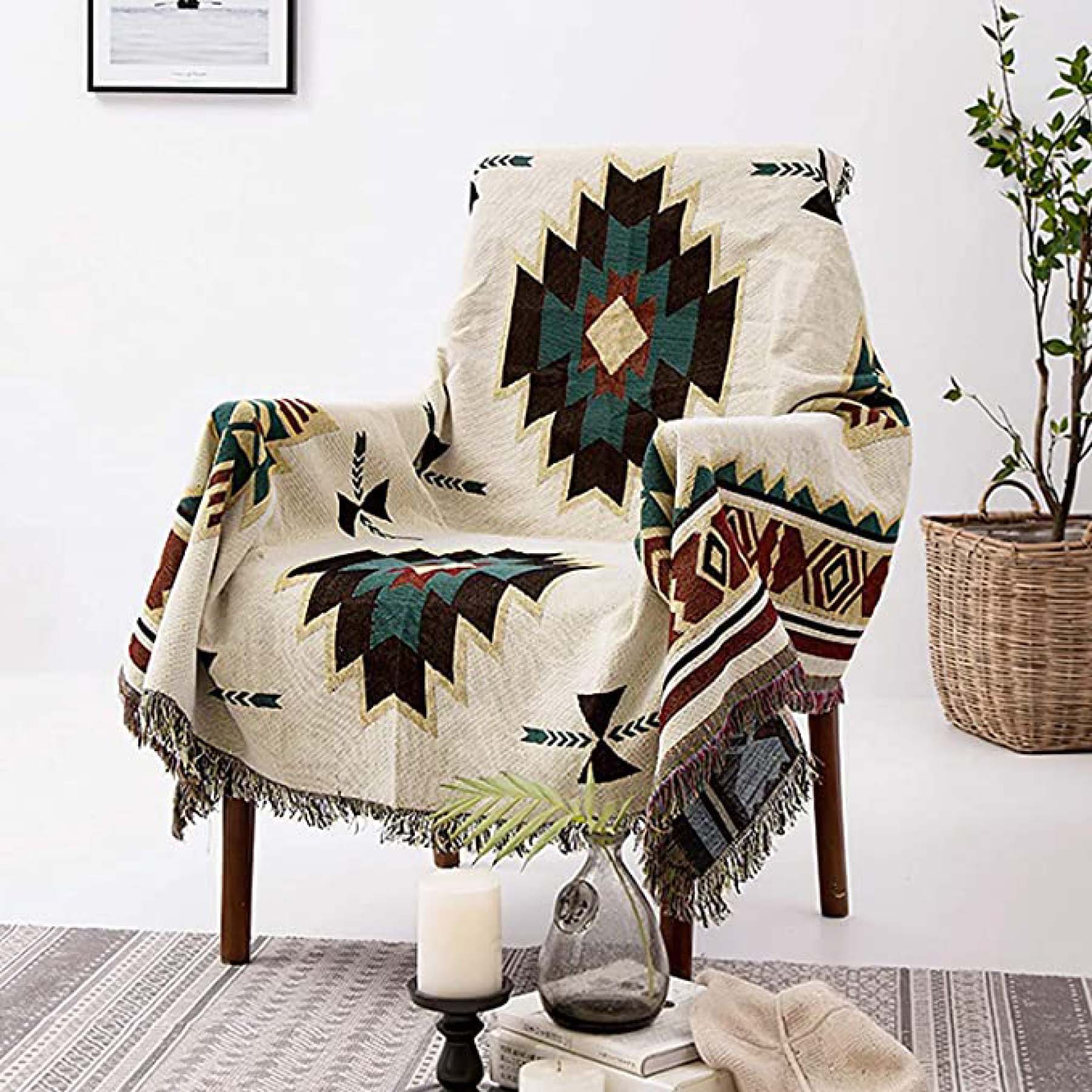 Custom Woven Tapestry Throw Blanket with Fringe (50"x60") 3
