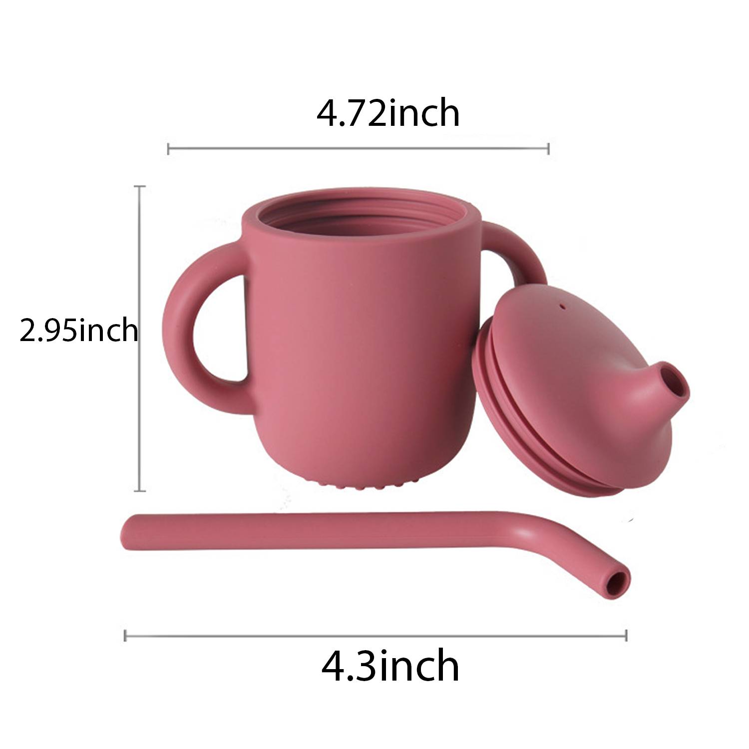 Baby Silicone Drinking Training Cup W/ Handles & Straw 8