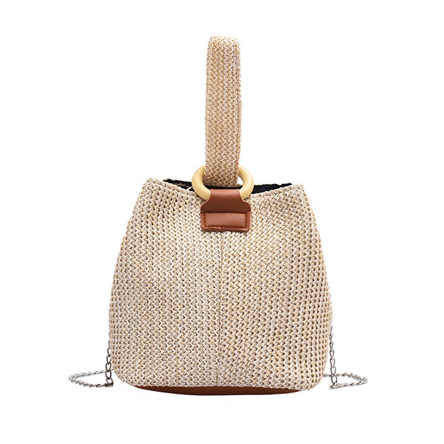 Womens Lightweight Chic Woven Straw Crossbody Bag 2
