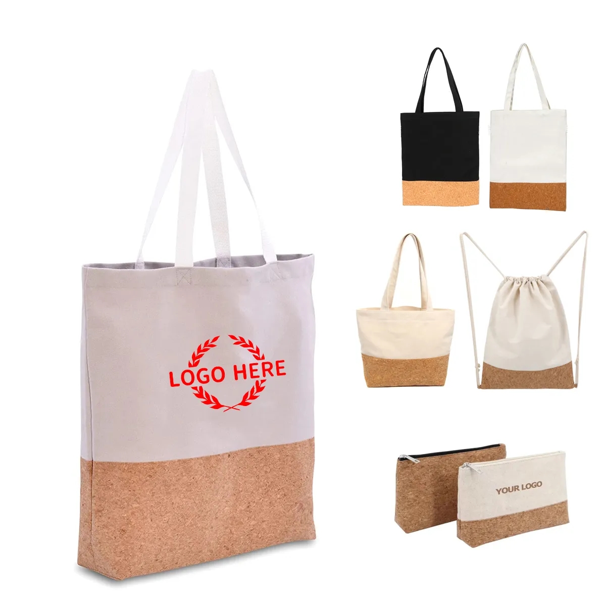 Custom Cork Bottom Farmers Market Bag, custom tote bag with logo imprint 2