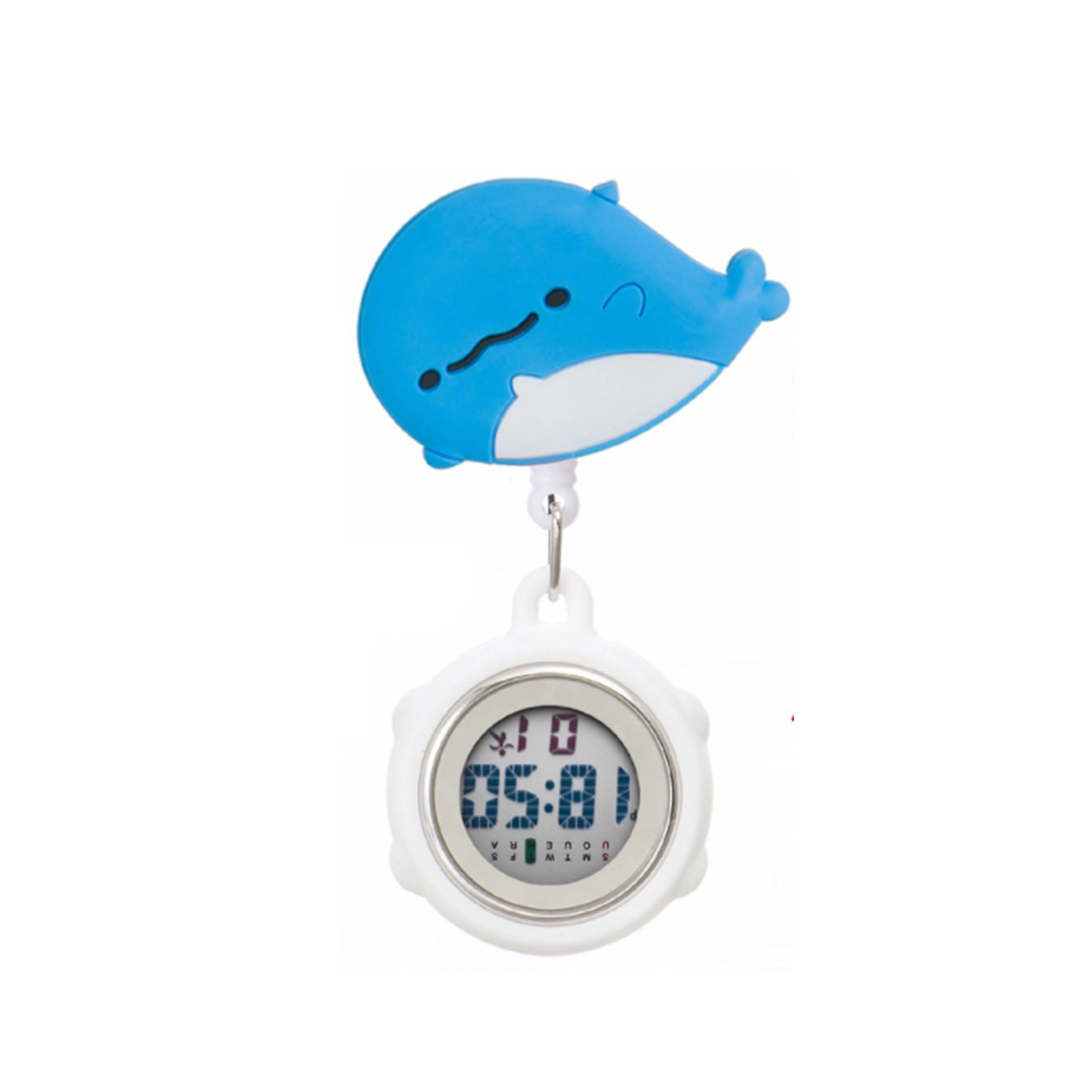Cute Whale Silicone Pocket Clip Nurse Watch, custom clock with logo imprint 3