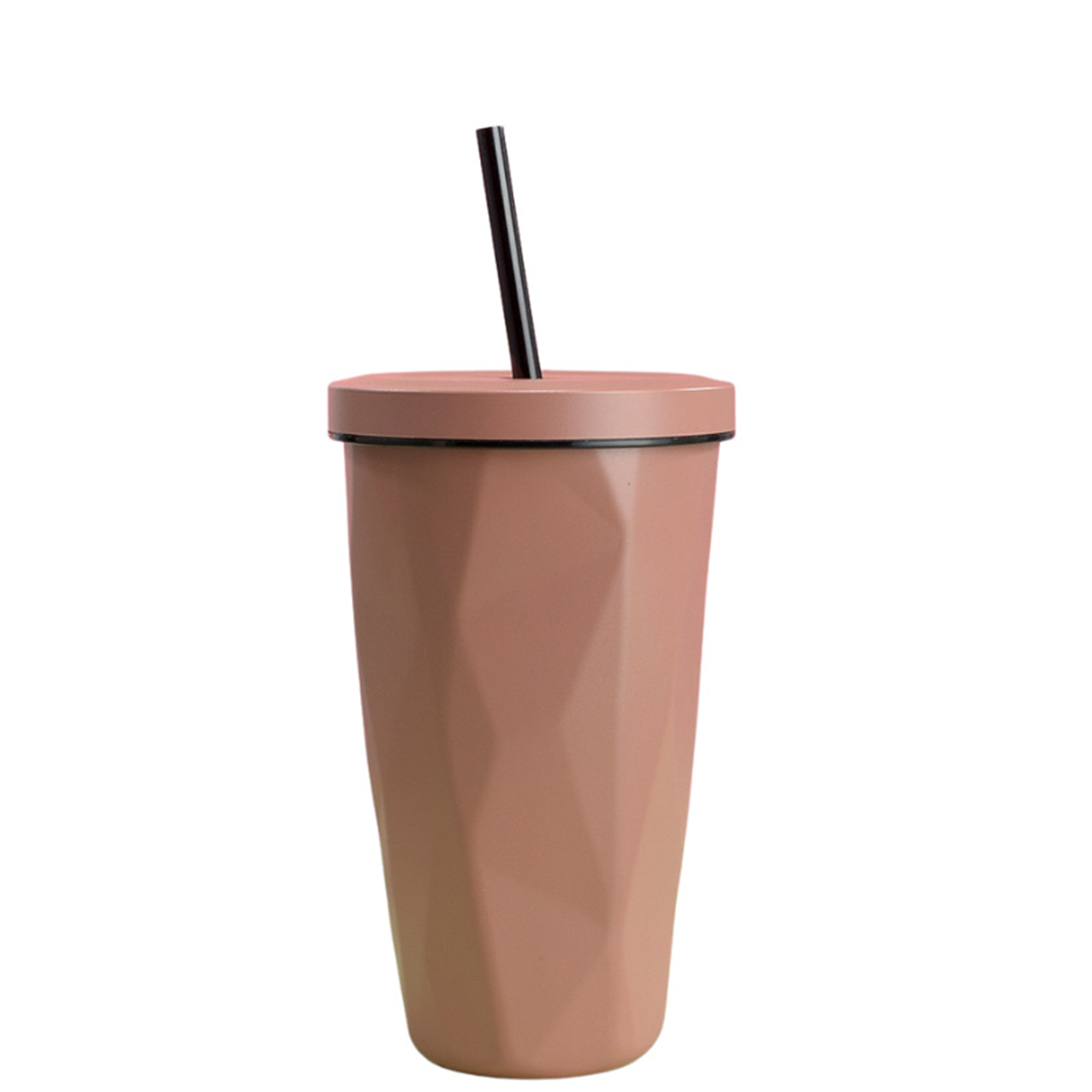 16 Ounce Diamond Shape Travel Tumbler With Straw 2.75" x 7.1" 23