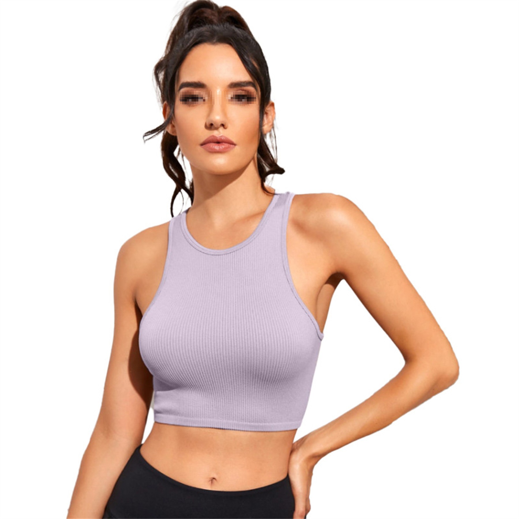 Womens Ribbed Longline Sports Bra 6