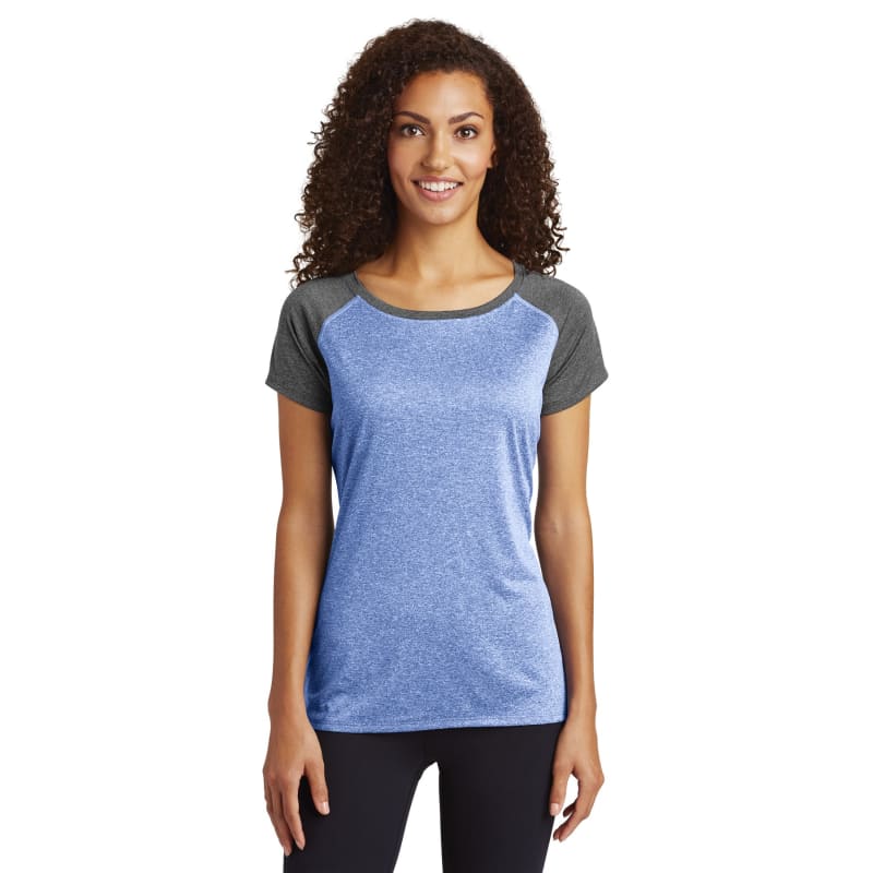 Sport-Tek Women's Heather-On-Heather Contender Scoop Neck Tee. 4