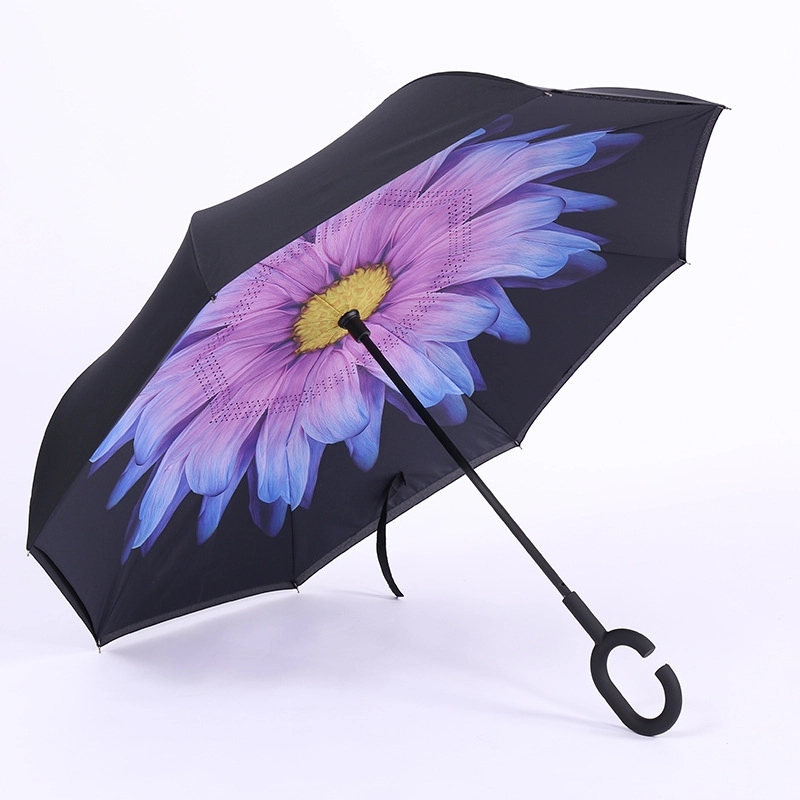 Custom Outdoor Travel C-Handle Reverse Umbrella 8