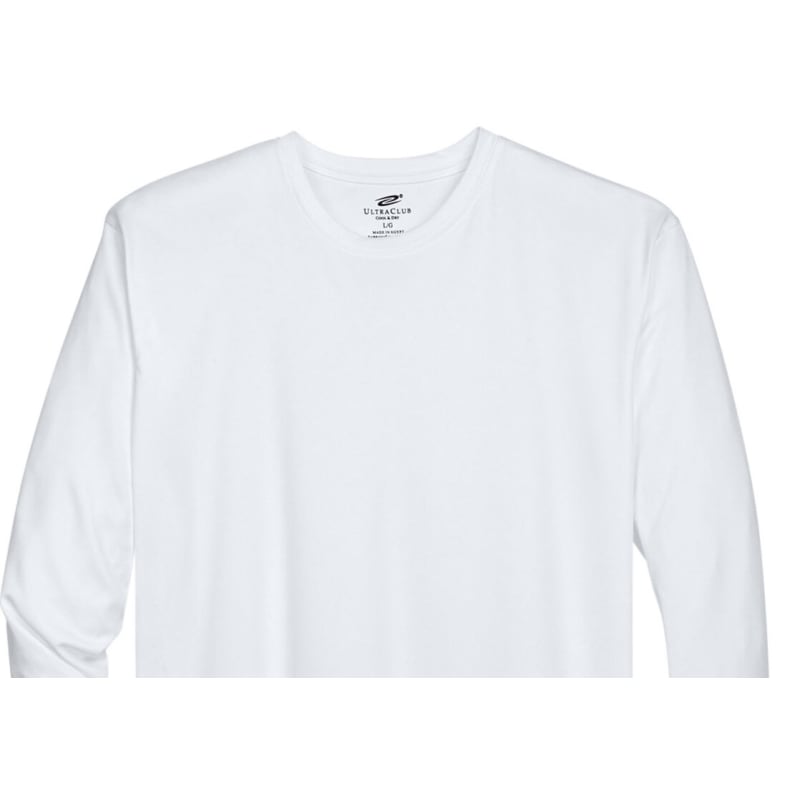 UltraClub Adult Cool & Dry Sport Long-Sleeve Performance Interlock T-Shirt 8