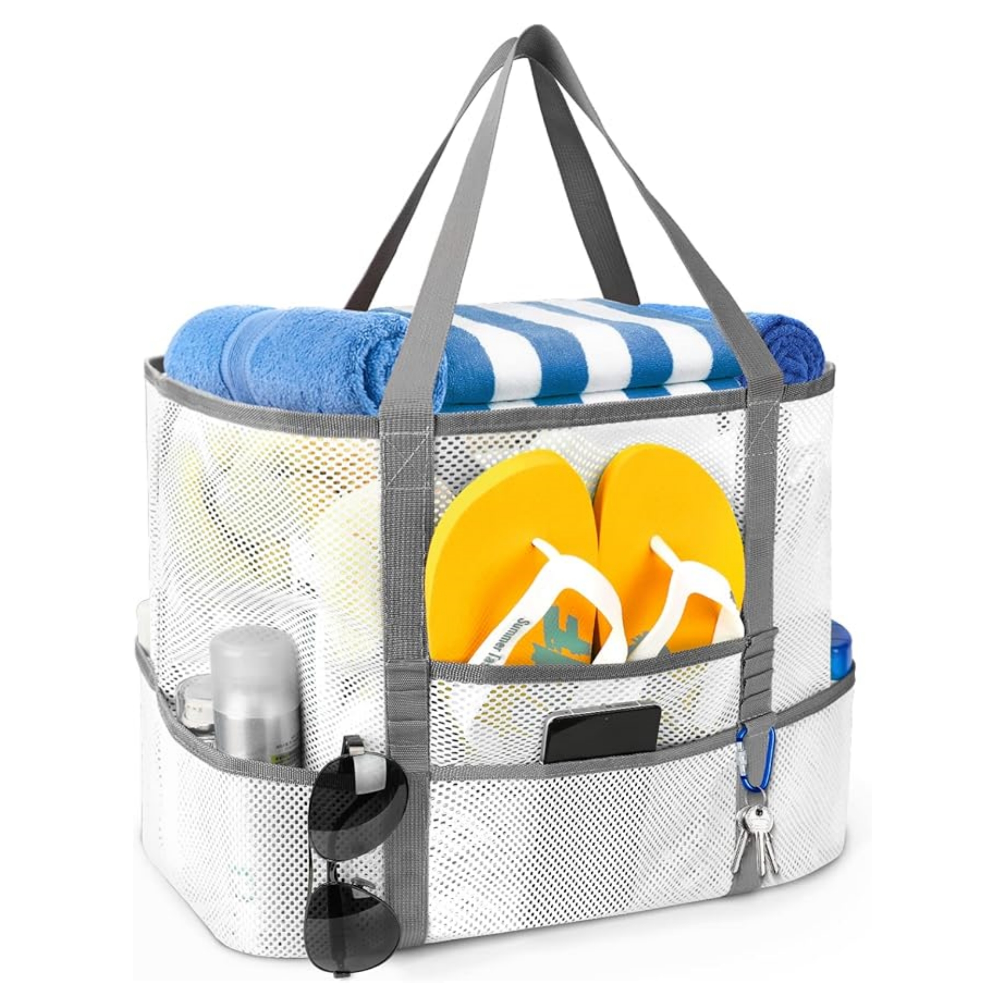 Large Mesh Pockets Beach Bag 9