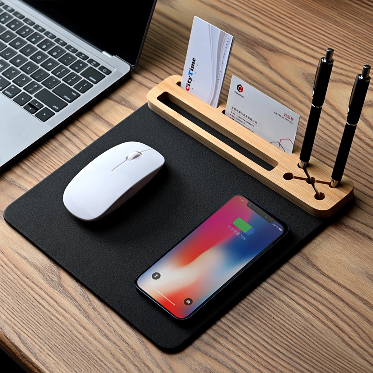 PU Leather Qi Wireless Charger Mouse Pad 4