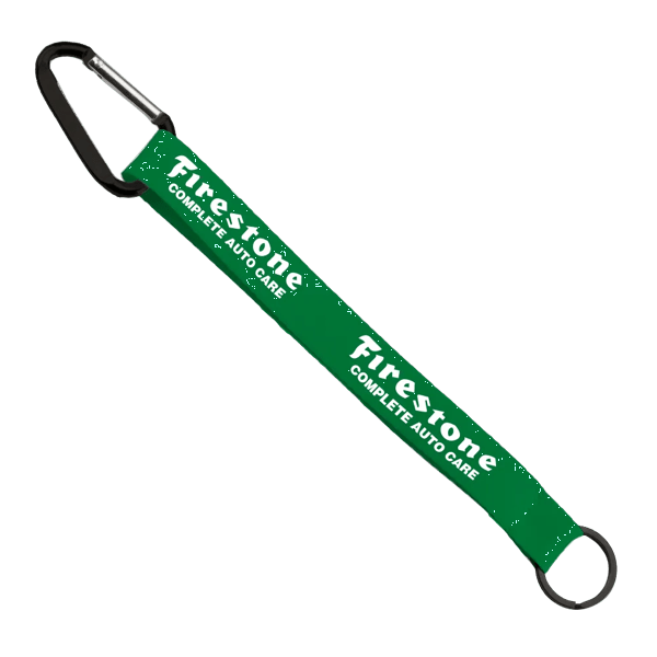 3/4" Sewn Polyester Keychain with Metal Split-Ring and Carabiner 123