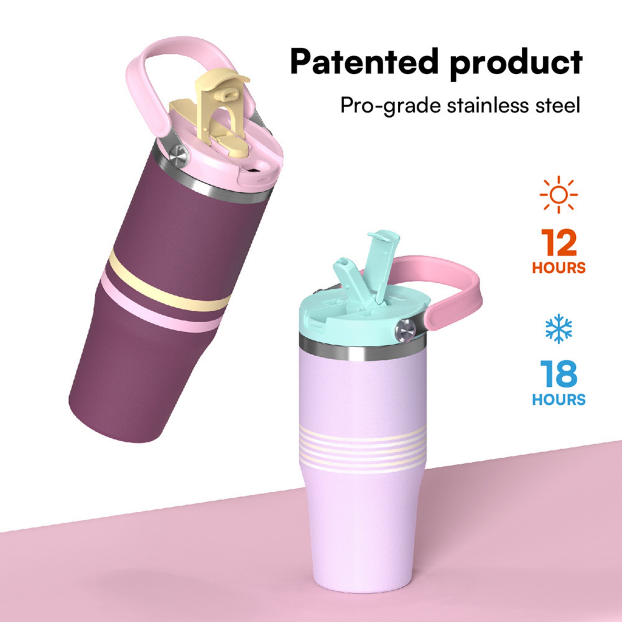 25 oz Stainless Steel Insulated Water Bottle With 2-in-1 Lid 4