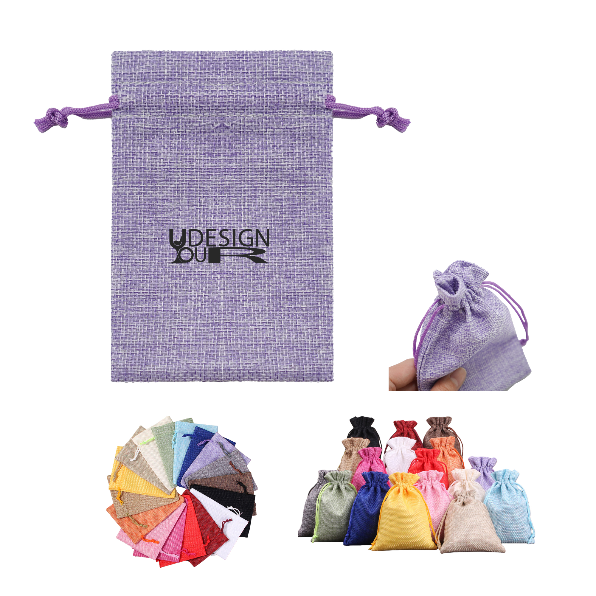 Drawstring Burlap Bag Jewelry Pouch 2