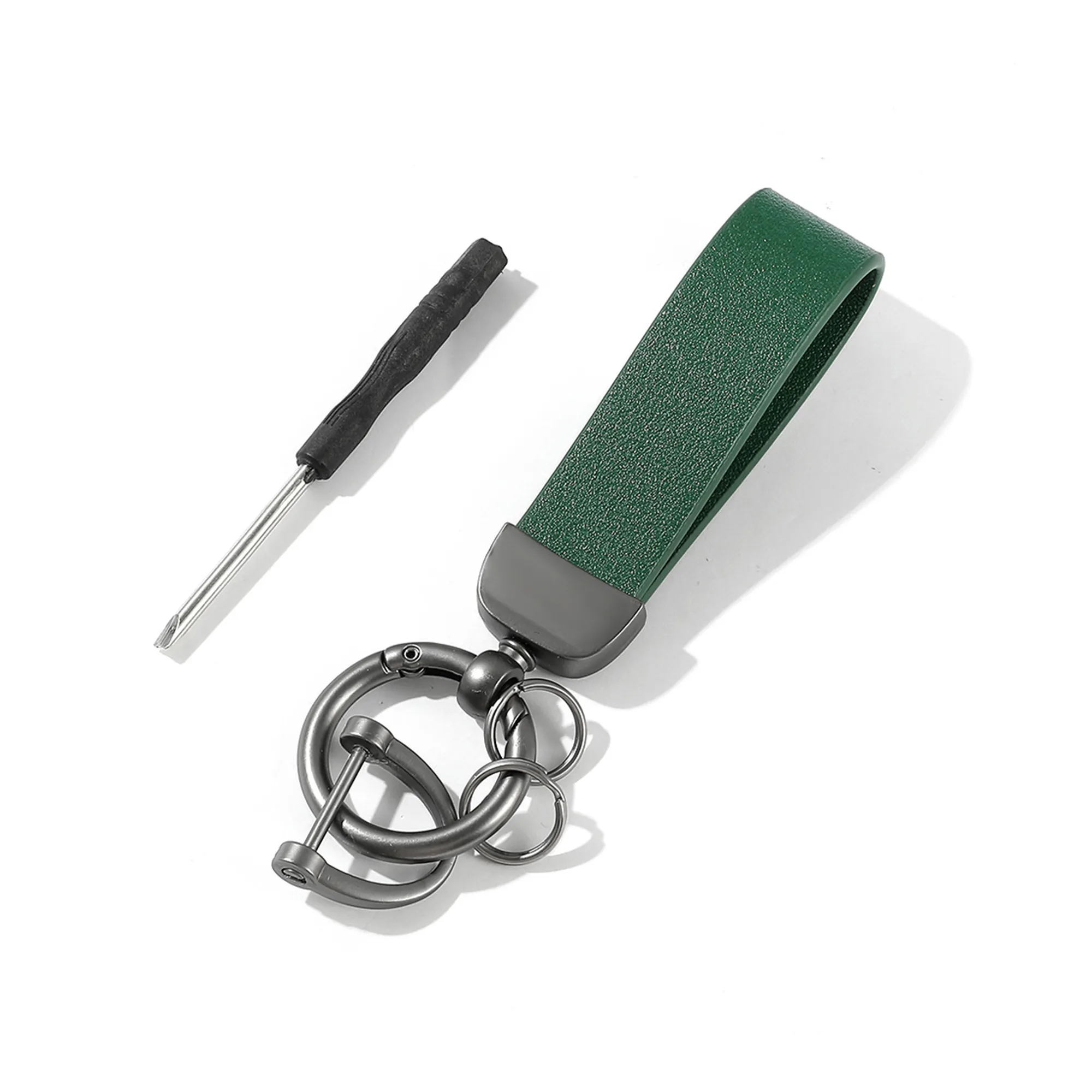 MOQ50 PU Leather Zinc Alloy Keychain With Screwdriver 1