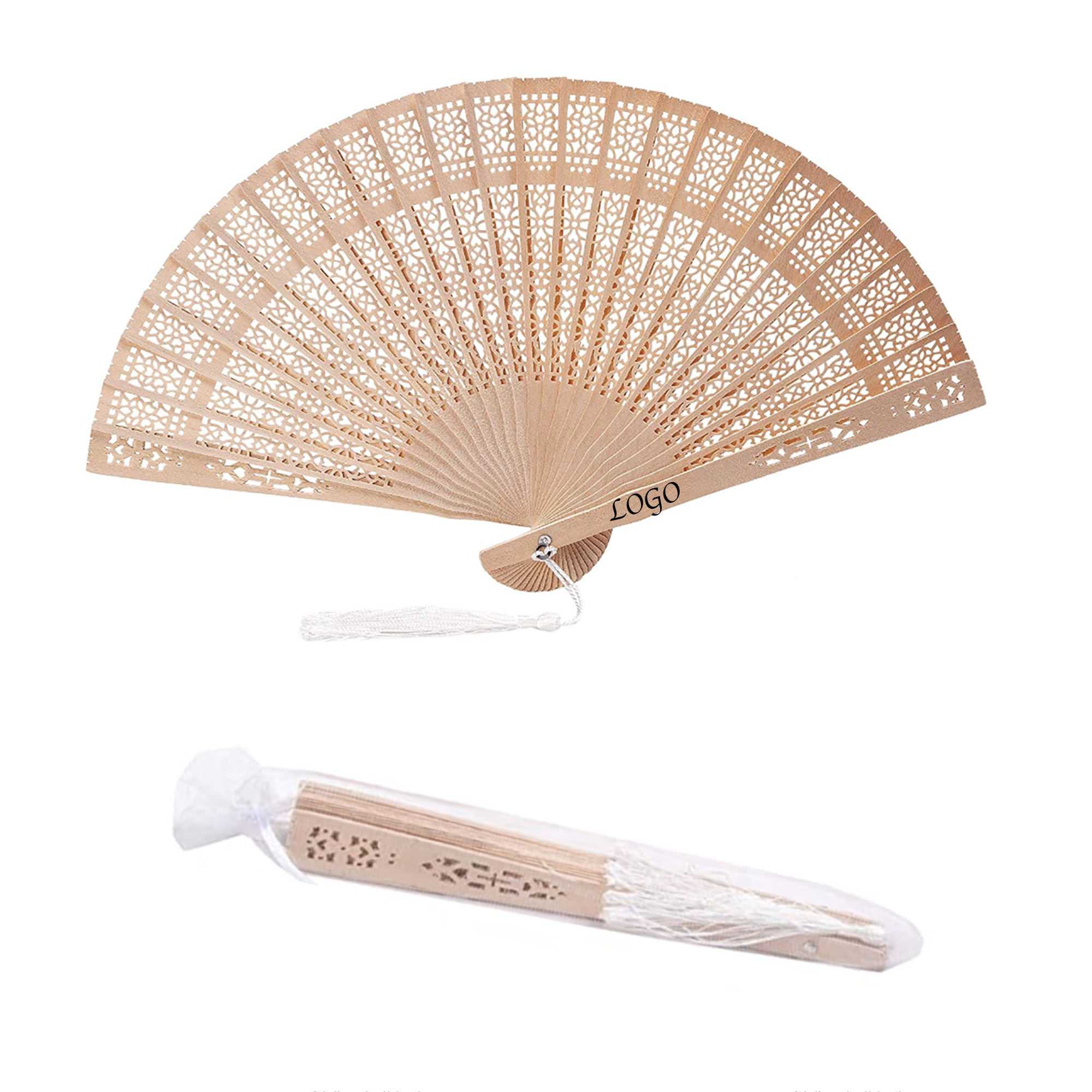 Folding Tassel Wooden Fan MOQ 50PCS 1